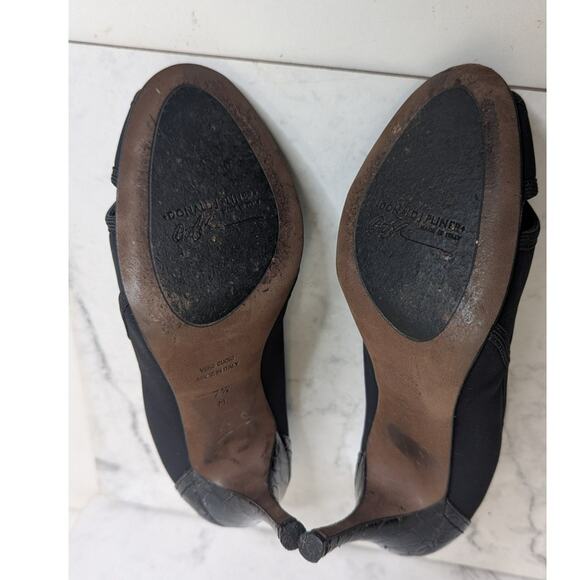 Donald J Pliner black croc embossed strappy open toe high heels pumps size 7.5 - Picture 8 of 12